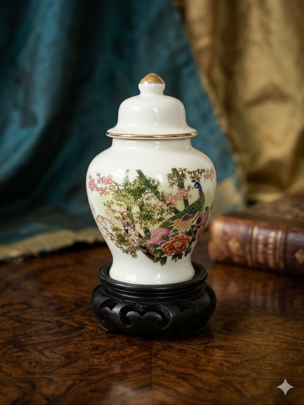 Otagiri Satsuma Porcelain Ginger Jar Urn Vase With Stand